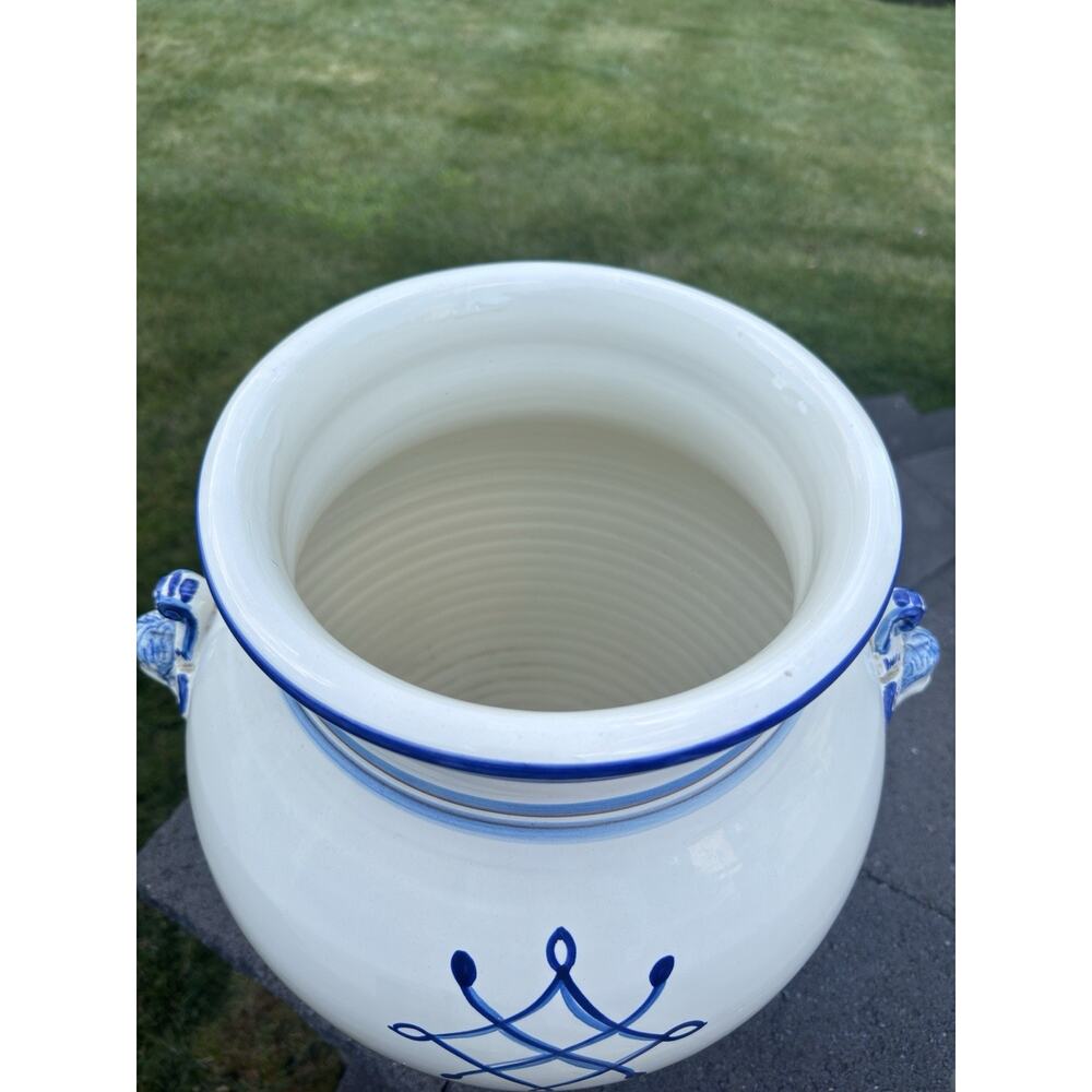 VTG Italian Majolica Blue & White Apothecary Jar Urn Unicorn Medicinali 18.5” - Picture 8 of 12